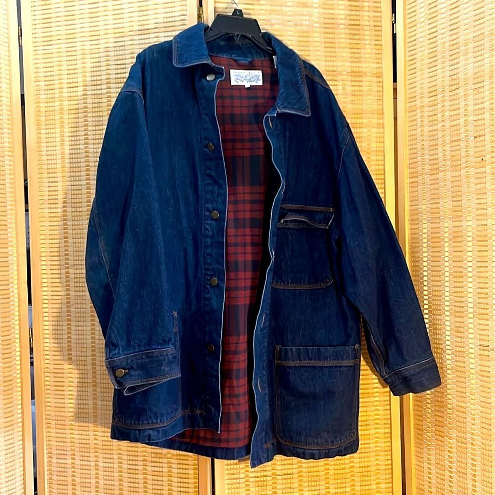 Perry Ellis by Levi Strauss Flannel lined Vintage Denim Work Jacket large